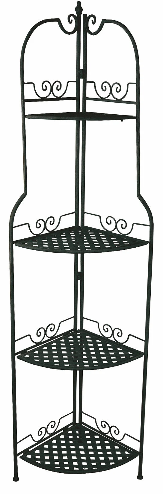 Portapiante Angolare 4 Ripiani 49x32x165 cm in Ferro Battuto Soriani Nero