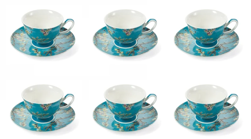 Set 6 Tazzine da Caffè Ø11,5x5 cm in Porcellana Villa d'Este Home Tivoli Japanese Azzurre