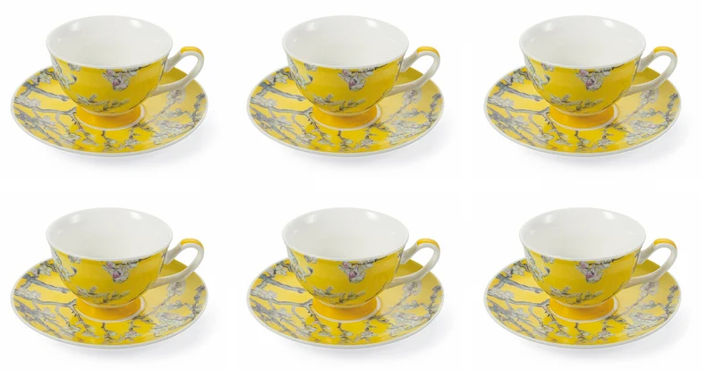 Set 6 Tazzine da Caffè Ø11,5x5 cm in Porcellana Villa d'Este Home Tivoli Japanese Gialle