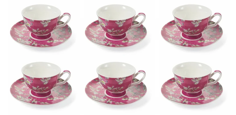 Set 6 Tazzine da Caffè Ø11,5x5 cm in Porcellana Villa d'Este Home Tivoli Japanese Rosa