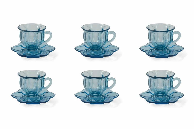 Set 6 Tazzine da Caffè Ø7x7 cm in Vetro Villa d'Este Home Tivoli Glass Blu