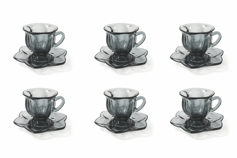 Set 6 Tazzine da Caffè Ø7x7 cm in Vetro Villa d'Este Home Tivoli Glass Grigie