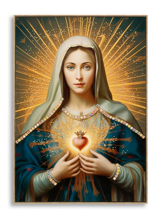 Dipinto Su Tela Laccato Madonna -B- Con Cornice 72X4X102