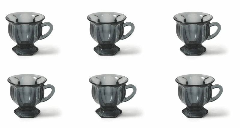 Set 6 Tazzine da Caffè Ø7x6 cm in Vetro Villa d'Este Home Tivoli Cala Lisboa Grigie