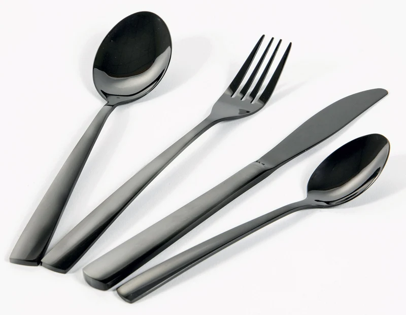 Servizio Set di Posate 24 Pezzi in Acciaio Villa d'Este Home Tivoli Modern Nero