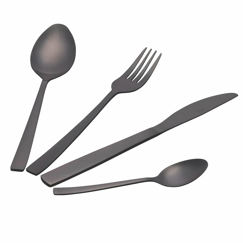 Servizio Set di Posate 24 Pezzi in Acciaio Nero Opaco Villa d'Este Home Tivoli Modern