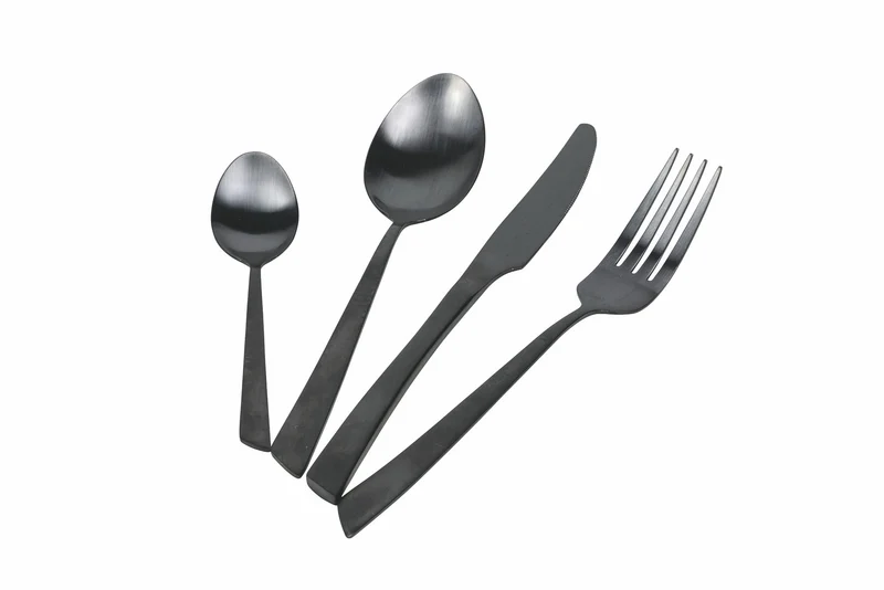 Servizio Set di Posate 24 Pezzi in Acciaio Nero Opaco Villa d'Este Home Tivoli Cut