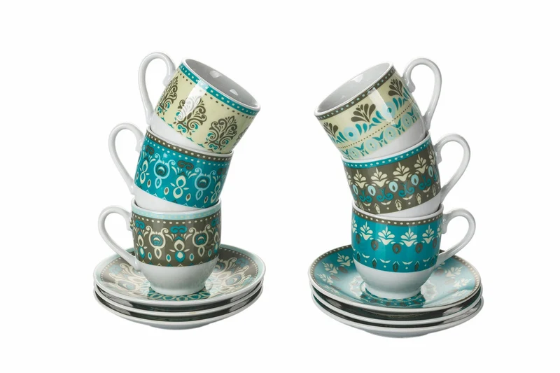 Set 6 Tazzine Caffè in Porcellana con Piattino 90 ml Villa d'Este Home Tivoli Cala Jondal