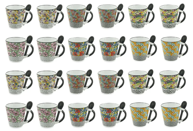 Set 24 Tazzine da Caffè Ø6x6,5 cm in Gres Villa d'Este Home Tivoli Carribbean Queen
