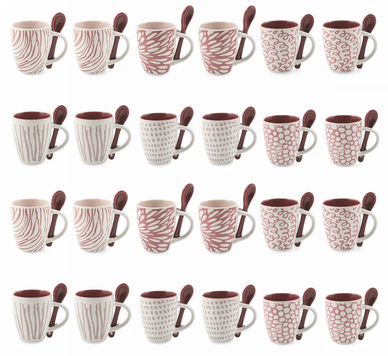 Set 24 Tazzine da Caffè Ø5,5x6,5 cm in Ceramica Villa d'Este Home Tivoli Aurora
