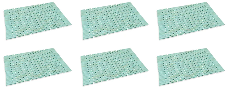 Set 6 Tovagliette 33x45x0,5 cm in Bamboo Villa d'Este Home Tivoli Bamboo Azzurro