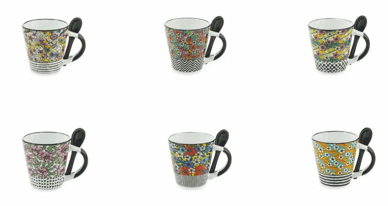Set 6 Tazzine da Caffè Ø6x6,5 cm in Gres Villa d'Este Home Tivoli Carribbean Queen