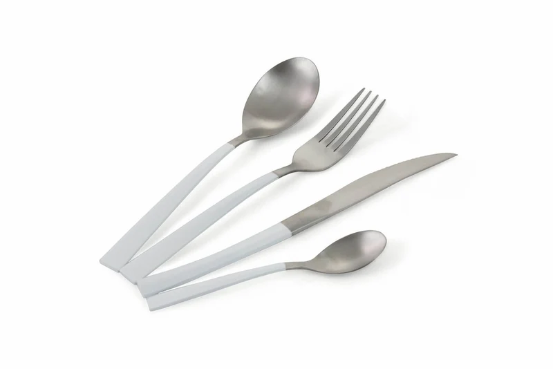 Servizio Set di Posate 24 Pezzi in Acciaio Villa d'Este Home Tivoli Inverse Argento/Bianco