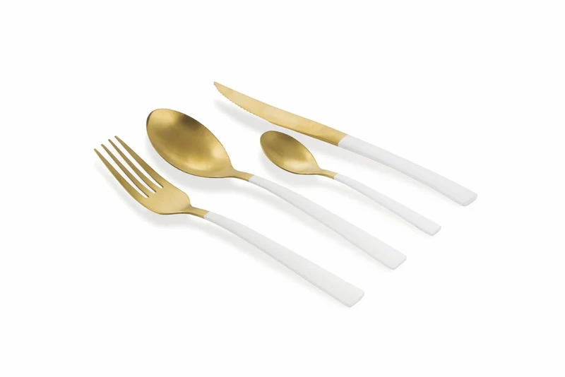 Servizio Set di Posate 24 Pezzi in Acciaio Villa d'Este Home Tivoli Inverse Oro/Bianco
