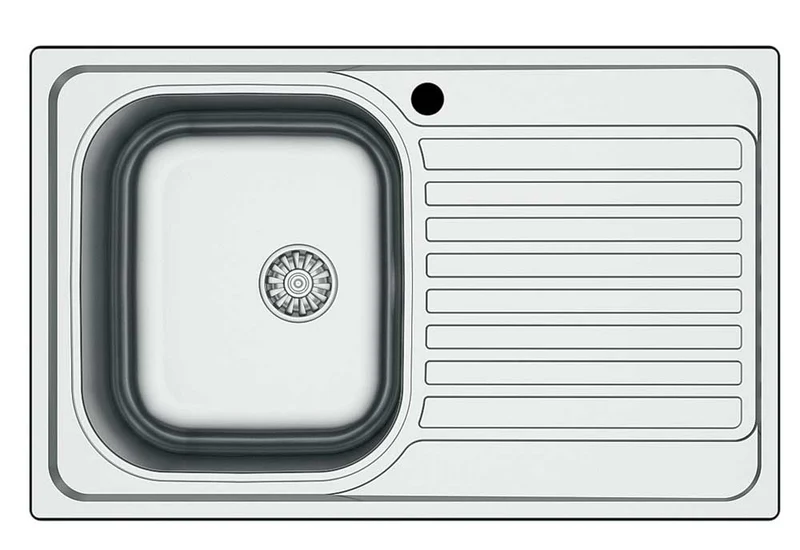 Lavello Inox 79x50 - Monostampo, 1 Vasca, Gocciolatoio - Superficie Satinata