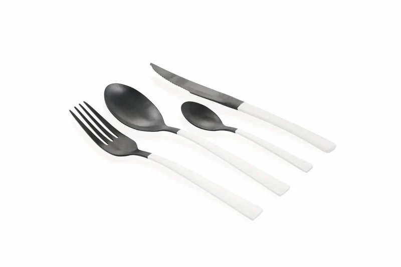 Servizio Set di Posate 24 Pezzi in Acciaio Villa d'Este Home Tivoli Inverse Nero/Bianco