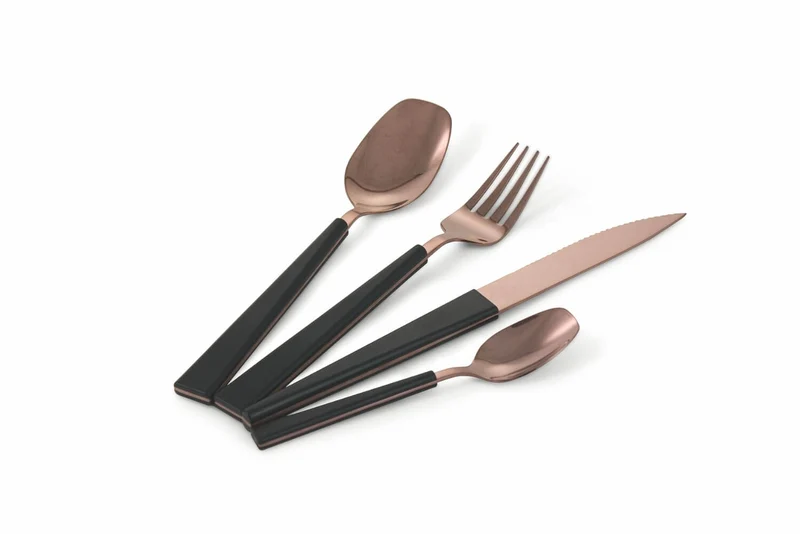 Servizio Set di Posate 24 Pezzi in Acciaio Villa d'Este Home Tivoli Copper Nero