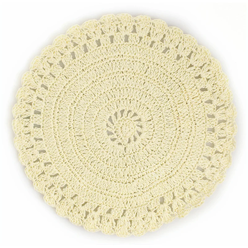 Set 6 Tovagliette Tonde in Tnt Villa d'Este Uncinetto Crema