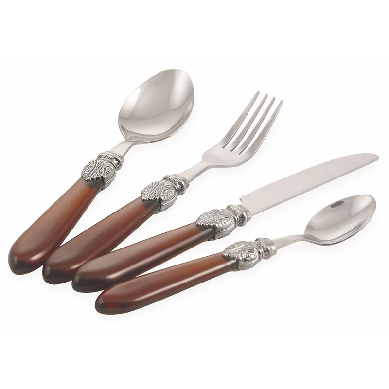 Servizio Set di Posate 24 Pezzi in Acciao Inox Villa d'Este Imperial Marrone