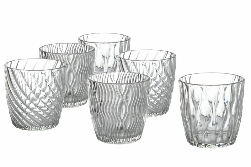 Set 6 Bicchieri Acqua in Vetro 325 ml Villa d'Este Home Tivoli Waves