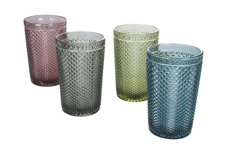 Set 4 Bicchieri Bibita in Vetro 350 ml Villa d'Este Home Tivoli Rombi