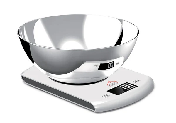 Bilancia cucina digitale 5kg con ciotola inox, funzione tara e autospegnimento
