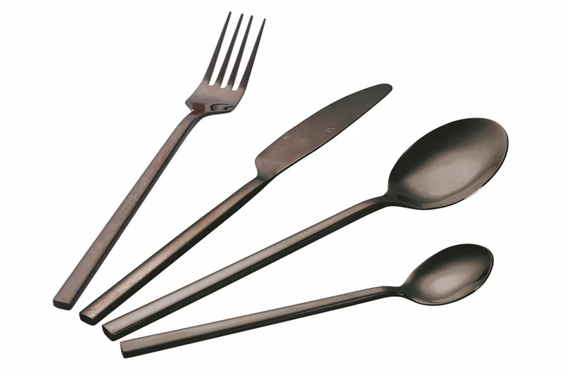 Servizio Set di Posate 24 Pezzi in Acciaio Finitura Nero Lucido Villa d'Este Home Tivoli Stylo