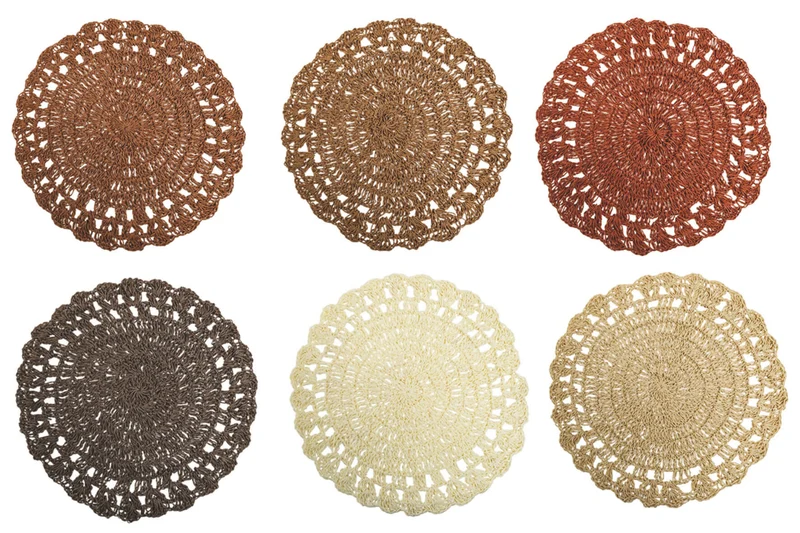 Set 6 Tovagliette Tonda Ø38 cm Villa d'Este Home Tivoli Uncinetto Chocolate