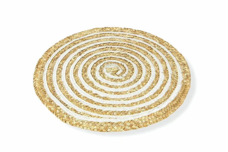 Set 6 Tovagliette Tonda in Rafia Ø39 cm Villa d'Este Home Tivoli Spiral