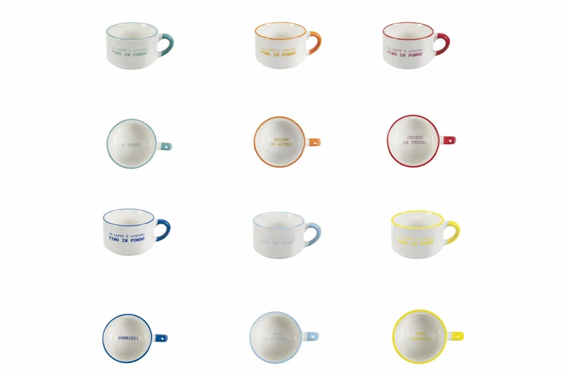 Set 12 Tazzine da Caffè 90 ml in Porcellana Villa d'Este Home Tivoli Caffeomanzia Every Day Mood