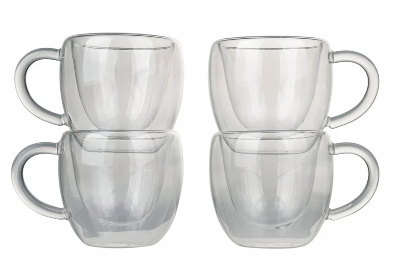 Set 4 Tazzine Caffè con Manico in Vetro Incamiciato 90 ml Villa d'Este Home Tivoli Moka