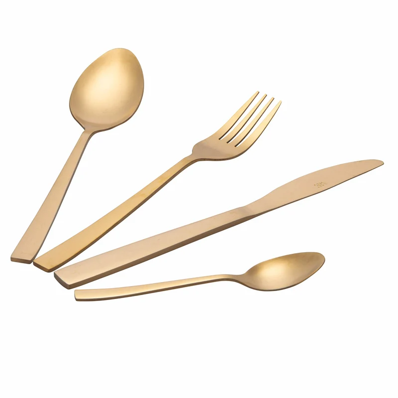 Servizio Set di Posate 24 Pezzi Oro Opaco in Acciaio Villa d'Este Home Tivoli Modern