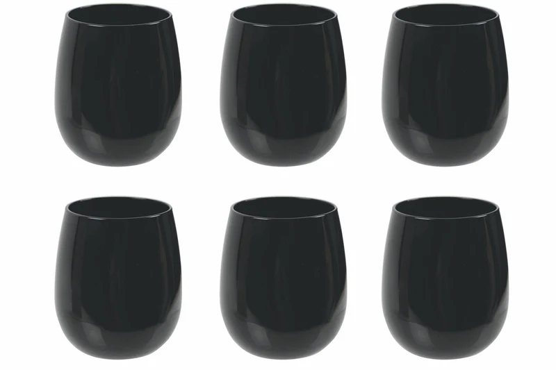 Set 6 Bicchieri Acqua in In Vetro 370 ml Villa d'Este Home Tivoli Happy Hour Shiny Black