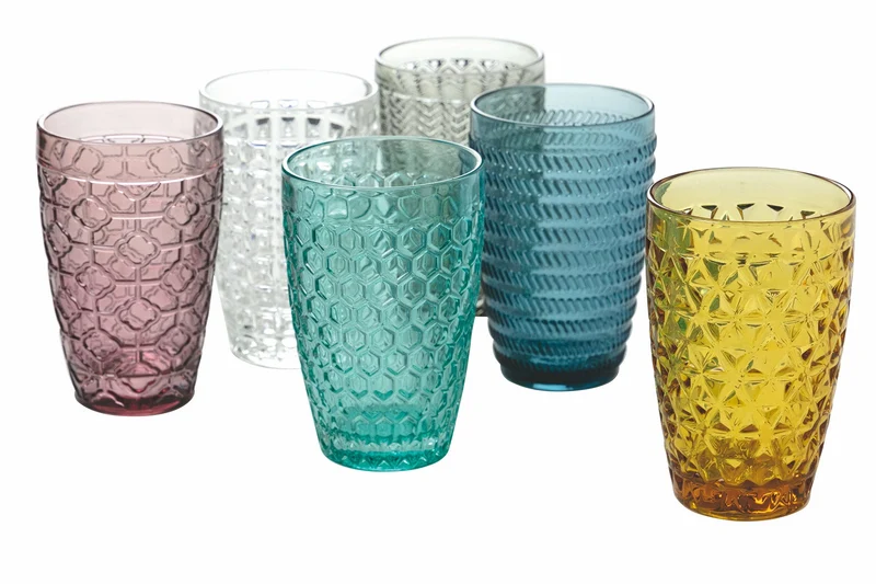 Set 6 Bicchieri Bibita in Vetro 380 ml Villa d'Este Home Tivoli Geometrie
