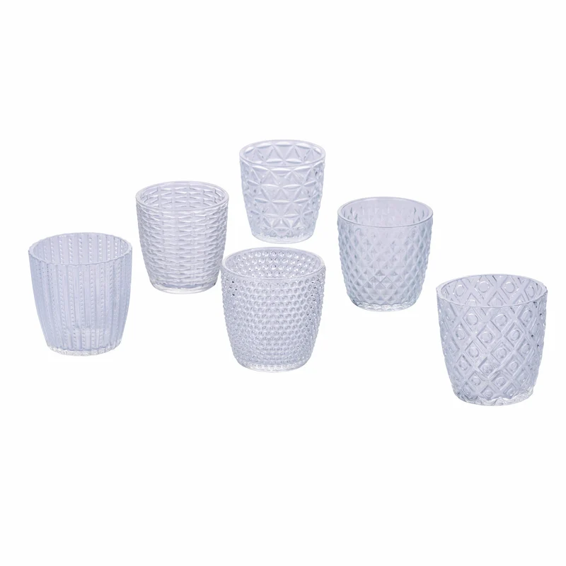 Set 6 Bicchieri Acqua in Vetro 300 ml Villa d'Este Home Tivoli Geometrie Clear