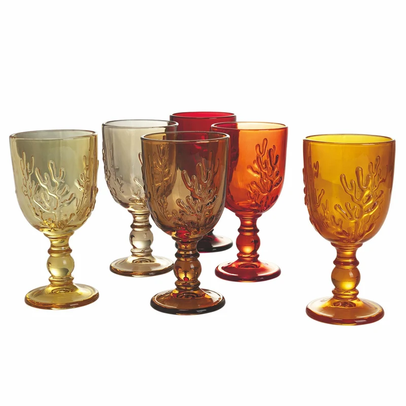 Set 6 Calici in Vetro 340 ml Villa d'Este Home Tivoli Coral Sunset