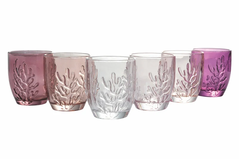 Set 6 Bicchieri Acqua in Vetro 340 ml Villa d'Este Home Tivoli Coral Provence