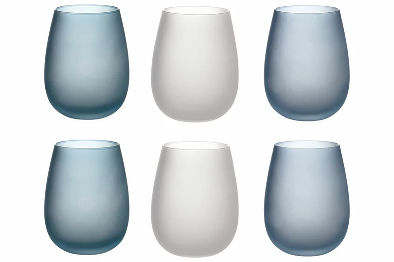 Set 6 Bicchieri Acqua Frosted in Vetro 500 ml Villa d'Este Home Tivoli Blue Dream