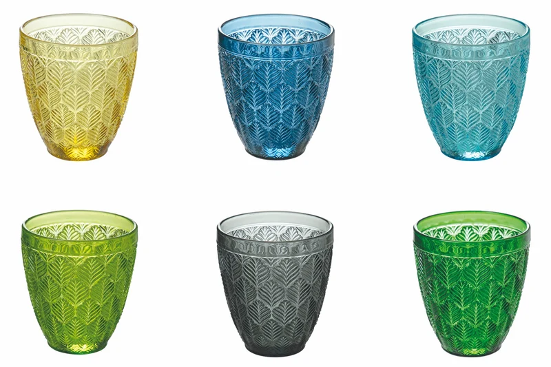Set 6 Bicchieri Acqua in Vetro 300 ml Villa d'Este Home Tivoli Bali Leaf
