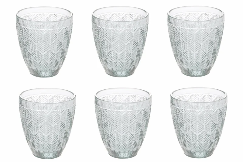Set 6 Bicchieri Acqua in Vetro 300 ml Villa d'Este Home Tivoli Bali Leaf
