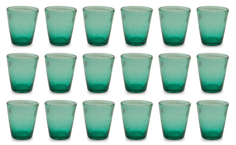 Set 18 Bicchieri Ø9x10 cm in Vetro Villa d'Este Home Tivoli Cancun Verdi