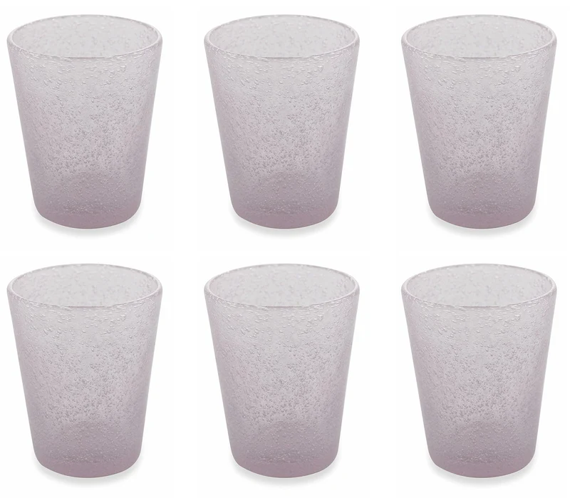 Set 6 Bicchieri Ø8x10 cm in Vetro Villa d'Este Home Tivoli Cancun Rosa