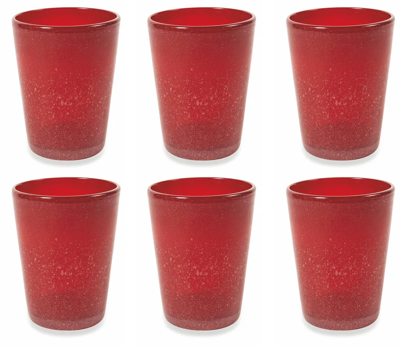 Set 6 Bicchieri Ø8x10 cm in Vetro Villa d'Este Home Tivoli Cancun Rossi