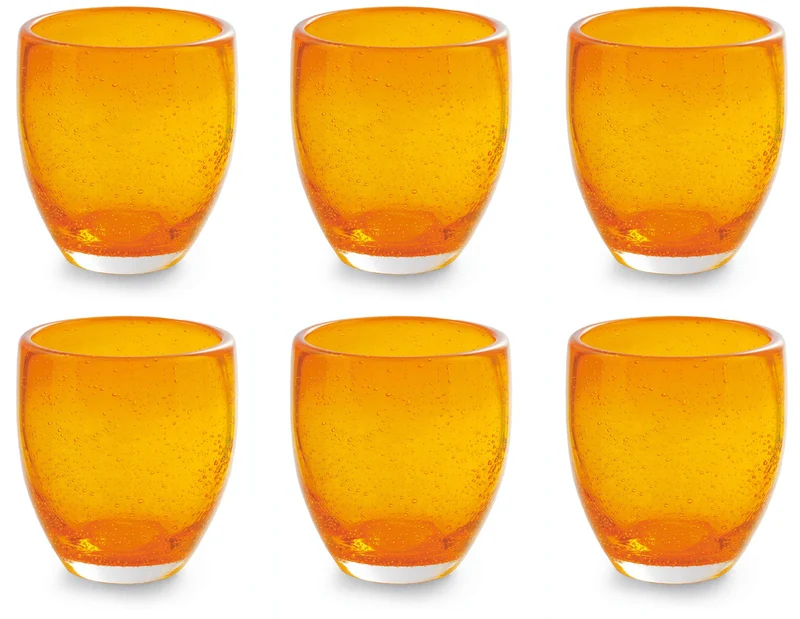 Set 6 Bicchieri Ø7,3x10 cm in Vetro Soffiato Villa d'Este Home Tivoli Acapulco Arancioni