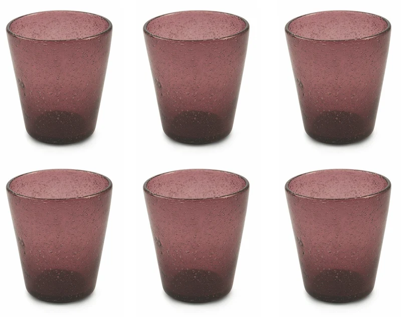 Set 6 Bicchieri Ø9x10 cm in Vetro Soffiato Villa d'Este Home Tivoli Cancun Viola