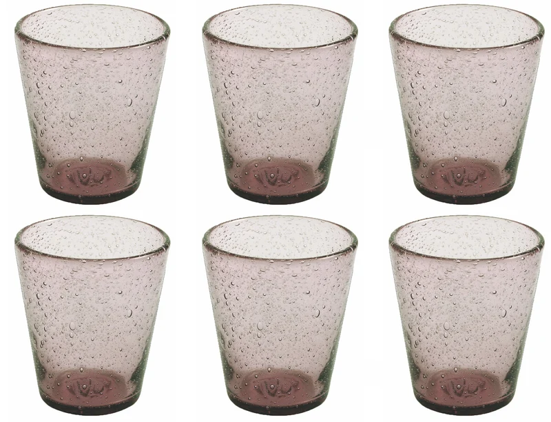 Set 6 Bicchieri Ø9x10 cm in Vetro Soffiato Villa d'Este Home Tivoli Cancun Lilla