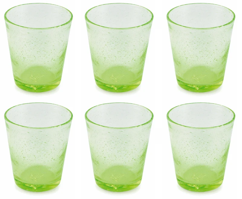 Set 6 Bicchieri Ø9x10 cm in Vetro Soffiato Villa d'Este Home Tivoli Cancun Verde Mela