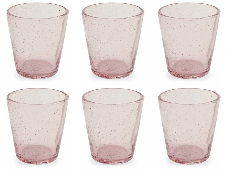 Set 6 Bicchieri Ø9x10 cm in Vetro Soffiato Villa d'Este Home Tivoli Cancun Rosa