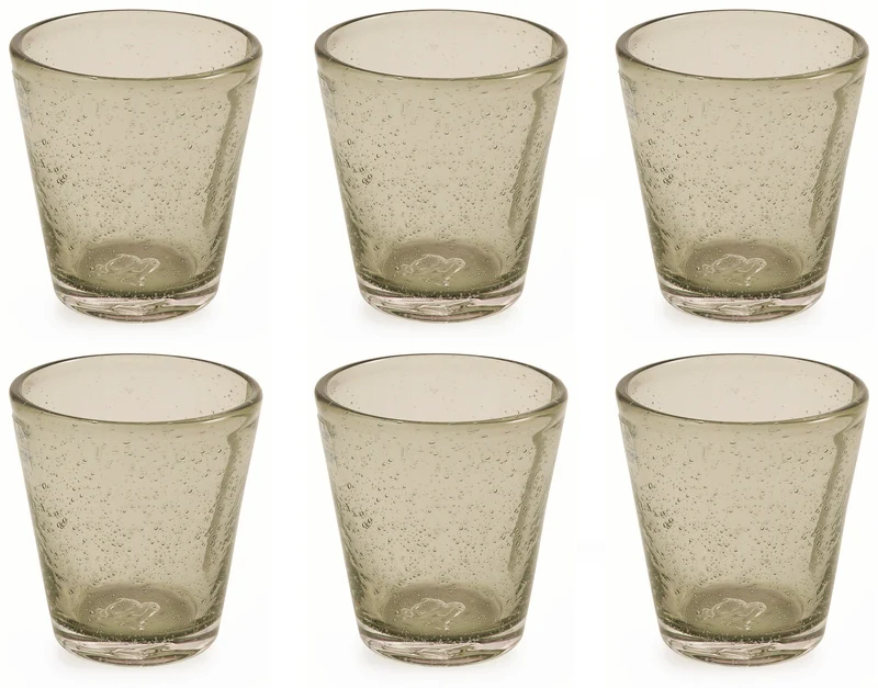 Set 6 Bicchieri Ø9x10 cm in Vetro Soffiato Villa d'Este Home Tivoli Cancun Grigi