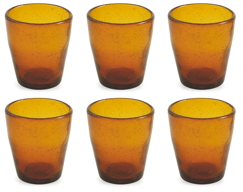 Set 6 Bicchieri Ø9x10 cm in Vetro Soffiato Villa d'Este Home Tivoli Cancun Gialli